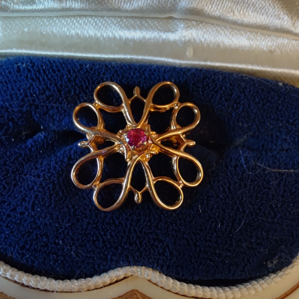 Vintage 10k Ruby Scatter Pin